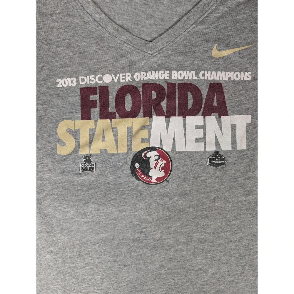 Nike Florida State Seminoles 2013 Orange Bowl Champions V Neck T Shirt‎ Womens M